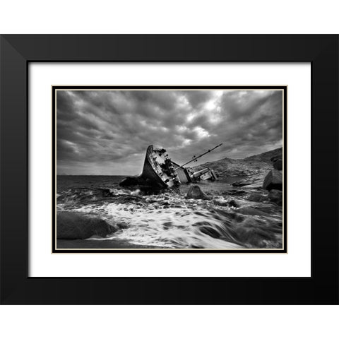 Capsized Black Modern Wood Framed Art Print with Double Matting by Wong, Adam