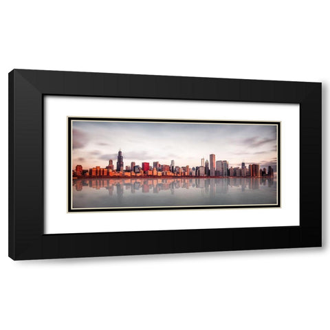 Sunrise At Chicago Black Modern Wood Framed Art Print with Double Matting by Kopczynski, Marcin