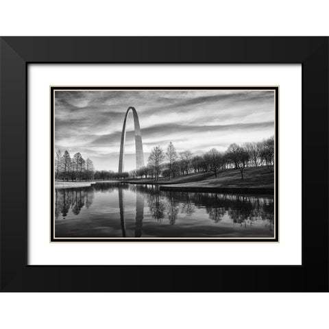 St Louis Arch Black Modern Wood Framed Art Print with Double Matting by Cameron, Errick