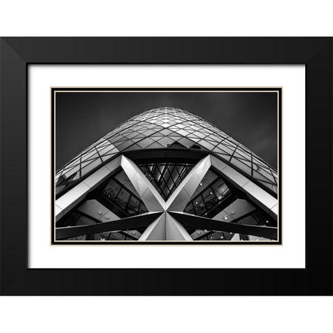 Zigzag (The  Gherkin) Black Modern Wood Framed Art Print with Double Matting by Thabet, Ahmed