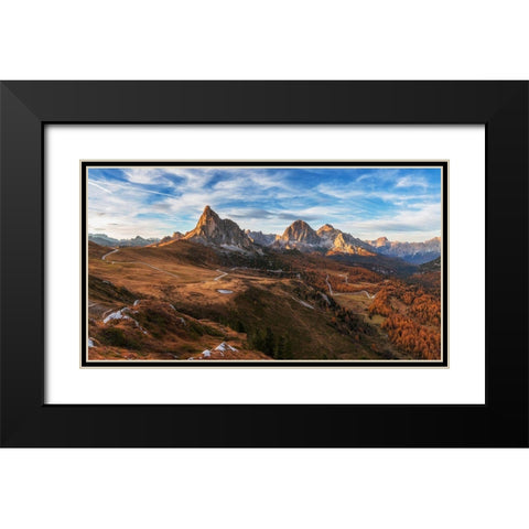 Autumn In Dolomites Black Modern Wood Framed Art Print with Double Matting by Krivec, Ales