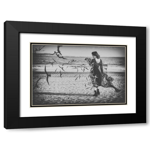 Ominous Call Death Black Modern Wood Framed Art Print with Double Matting by Kiyota, Daisuke