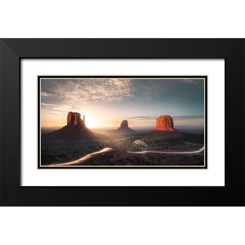 When Dawn Married Dusk Black Modern Wood Framed Art Print with Double Matting by Guinaudeau, Francois