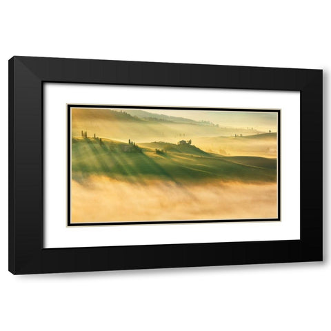 Foggy Valley... Black Modern Wood Framed Art Print with Double Matting by Browko, Krzysztof