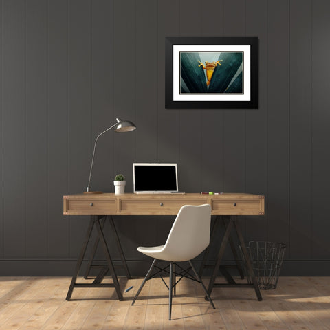 Gold Frog Black Modern Wood Framed Art Print with Double Matting by Priyadi, Andri