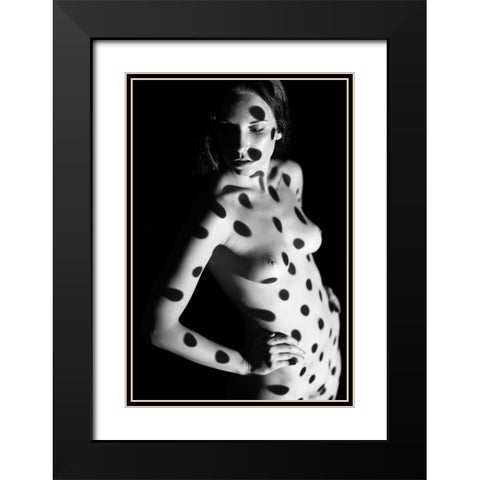 Dots Ii Black Modern Wood Framed Art Print with Double Matting by Blasko, Jan
