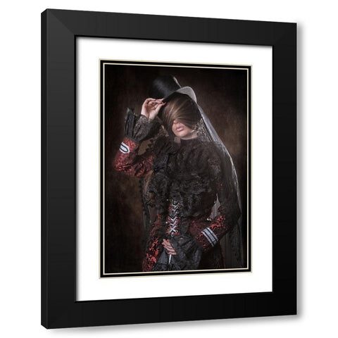 Mistery Girl Black Modern Wood Framed Art Print with Double Matting by Kayen-Mouthaan, Carola