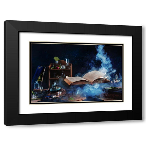 Levitation Spell Black Modern Wood Framed Art Print with Double Matting by Belenko, Dina