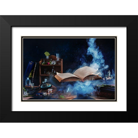 Levitation Spell Black Modern Wood Framed Art Print with Double Matting by Belenko, Dina