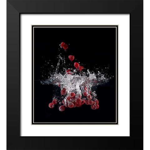 Raspberry Splash Black Modern Wood Framed Art Print with Double Matting by Stefan, Mogyorosi