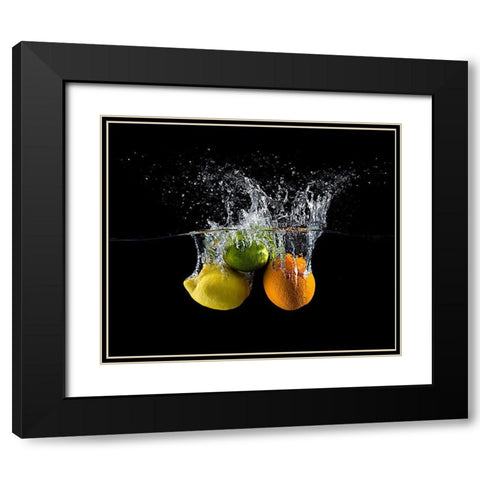 Citrus Splash Black Modern Wood Framed Art Print with Double Matting by Stefan, Mogyorosi