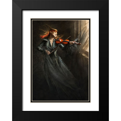 The Rhythm Of Sorrow Black Modern Wood Framed Art Print with Double Matting by Kisworo, Sebastian
