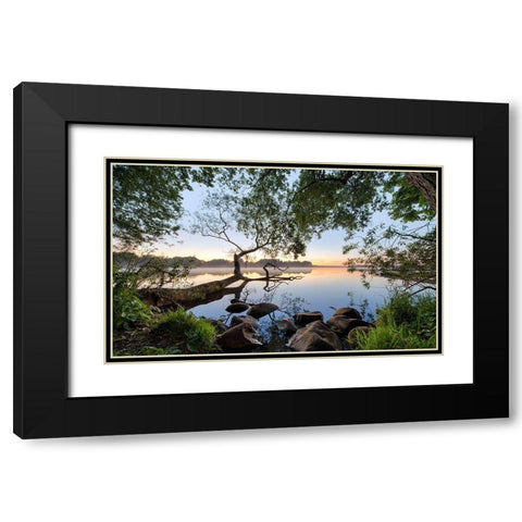 Lake View Black Modern Wood Framed Art Print with Double Matting by Keller