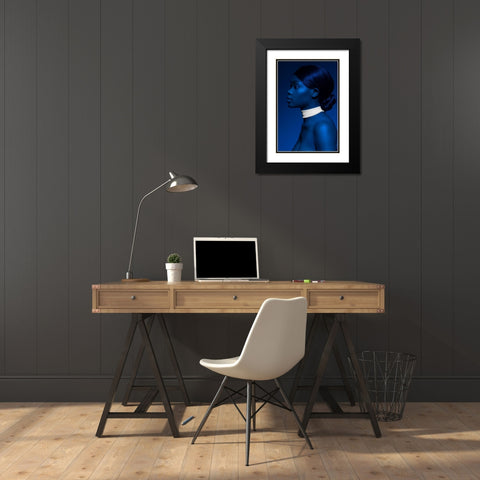 Blue Portrait Black Modern Wood Framed Art Print with Double Matting by Koops, Johan
