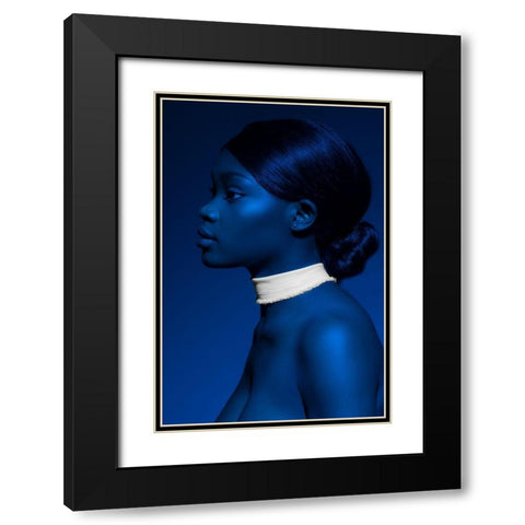 Blue Portrait Black Modern Wood Framed Art Print with Double Matting by Koops, Johan