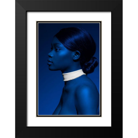 Blue Portrait Black Modern Wood Framed Art Print with Double Matting by Koops, Johan