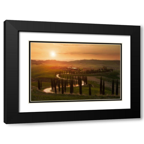 Tuscany Evening Black Modern Wood Framed Art Print with Double Matting by Anton, Rostovskiy