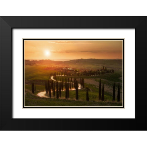 Tuscany Evening Black Modern Wood Framed Art Print with Double Matting by Anton, Rostovskiy