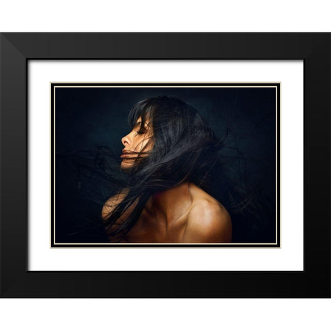 Yanika Black Modern Wood Framed Art Print with Double Matting by Rise, Zachar
