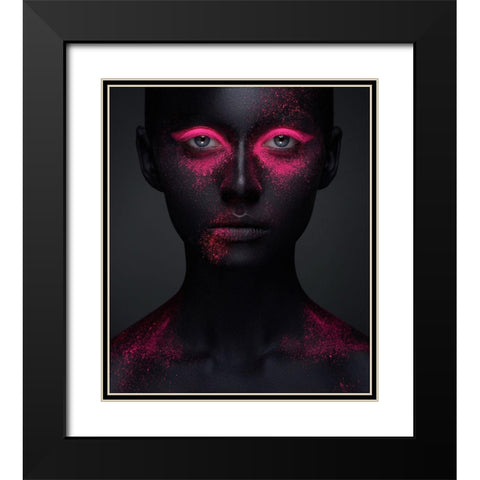 Pink Black Modern Wood Framed Art Print with Double Matting by Malikov, Alex