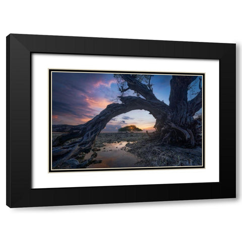 Dry Black Modern Wood Framed Art Print with Double Matting by Rizal, Ade