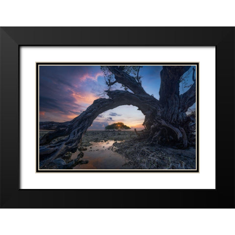 Dry Black Modern Wood Framed Art Print with Double Matting by Rizal, Ade