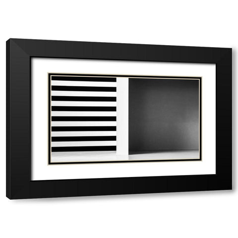 Stripes And Shadows Black Modern Wood Framed Art Print with Double Matting by Schuster, Inge