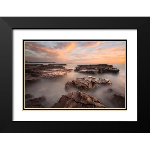 Summer Glow Black Modern Wood Framed Art Print with Double Matting by Zhu, Jingshu