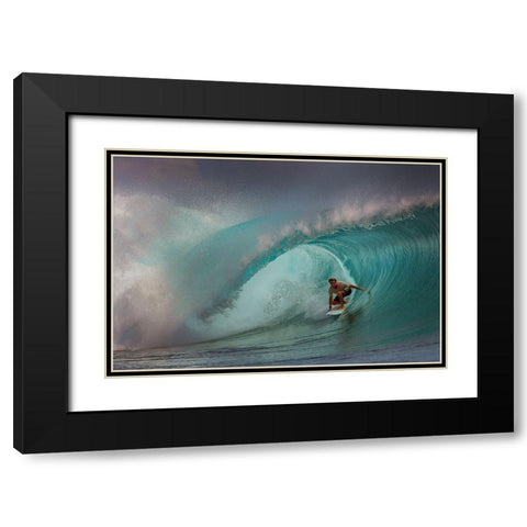 Rolling Surfer Black Modern Wood Framed Art Print with Double Matting by Bunjamin, Antonyus