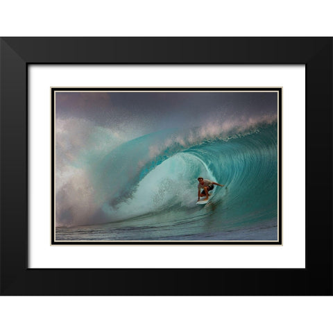 Rolling Surfer Black Modern Wood Framed Art Print with Double Matting by Bunjamin, Antonyus