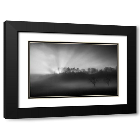 The Sun In The Fog Black Modern Wood Framed Art Print with Double Matting by Keller, Nic