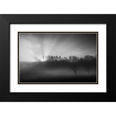 The Sun In The Fog Black Modern Wood Framed Art Print with Double Matting by Keller, Nic