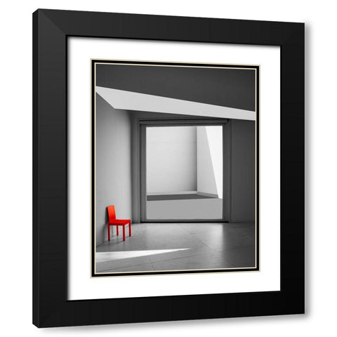 The Red Chair Black Modern Wood Framed Art Print with Double Matting by Schuster, Inge