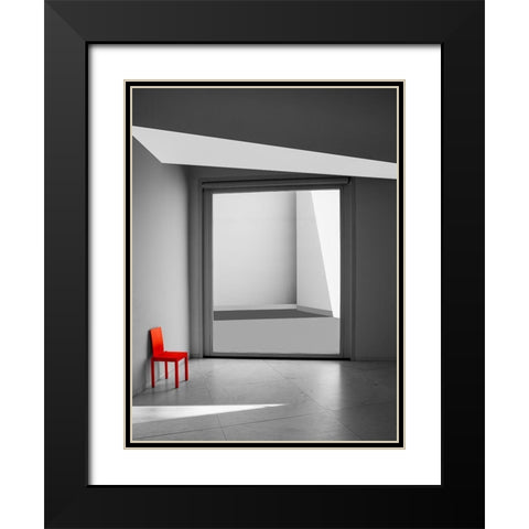 The Red Chair Black Modern Wood Framed Art Print with Double Matting by Schuster, Inge