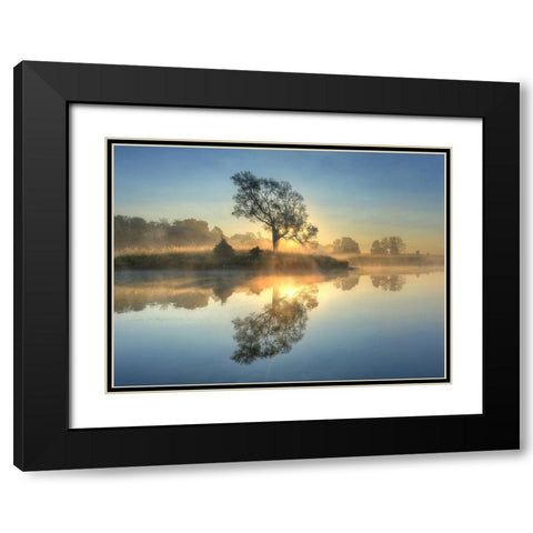 Morning Reflection Black Modern Wood Framed Art Print with Double Matting by Keller