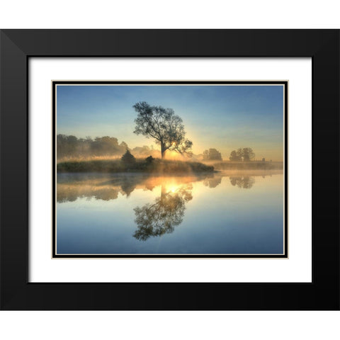 Morning Reflection Black Modern Wood Framed Art Print with Double Matting by Keller