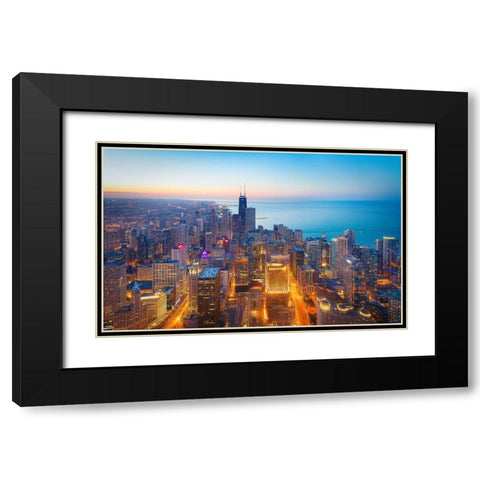 The Magnificent Mile Black Modern Wood Framed Art Print with Double Matting by Zheng, Michael