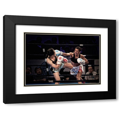 Fighters Black Modern Wood Framed Art Print with Double Matting by Zhao, Henry