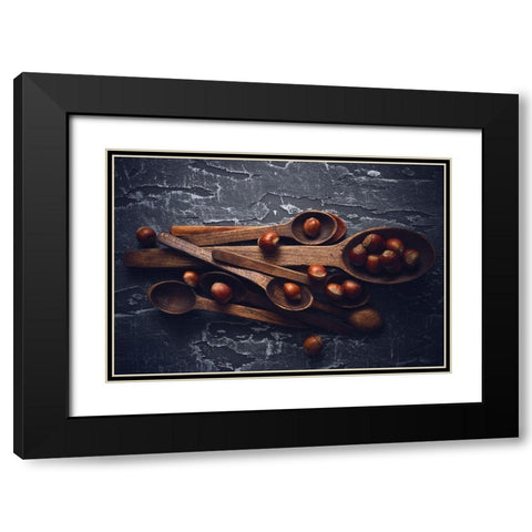 Hazelnuts Black Modern Wood Framed Art Print with Double Matting by Karina, Aleksandrova