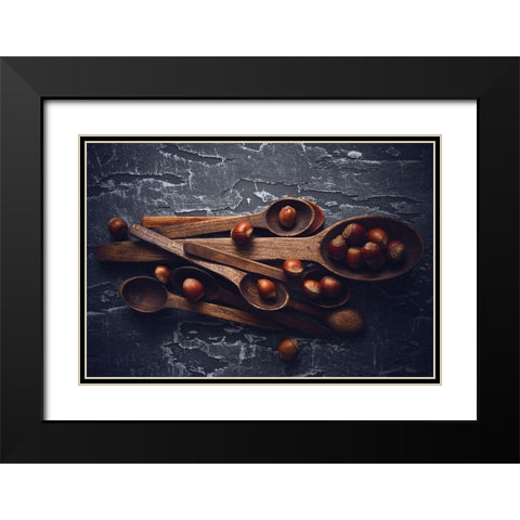 Hazelnuts Black Modern Wood Framed Art Print with Double Matting by Karina, Aleksandrova