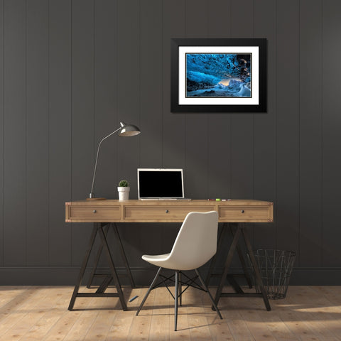 Crystal Cave Black Modern Wood Framed Art Print with Double Matting by Kort, Bragi