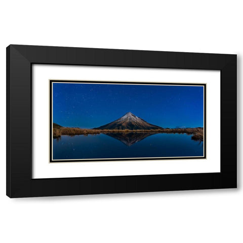 Mt Taranaki Black Modern Wood Framed Art Print with Double Matting by Shi, Fei