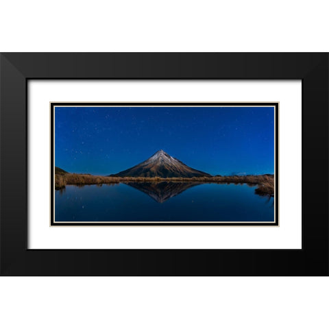 Mt Taranaki Black Modern Wood Framed Art Print with Double Matting by Shi, Fei