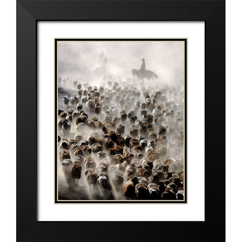 The Great Migration Of China Black Modern Wood Framed Art Print with Double Matting by Wong, Adam