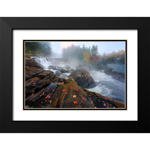Autumn Black Modern Wood Framed Art Print with Double Matting by Jiang, Yi