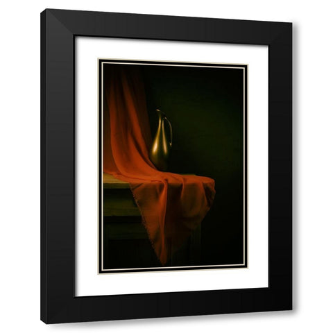 Still Life With A Red Cloth Black Modern Wood Framed Art Print with Double Matting by magnola