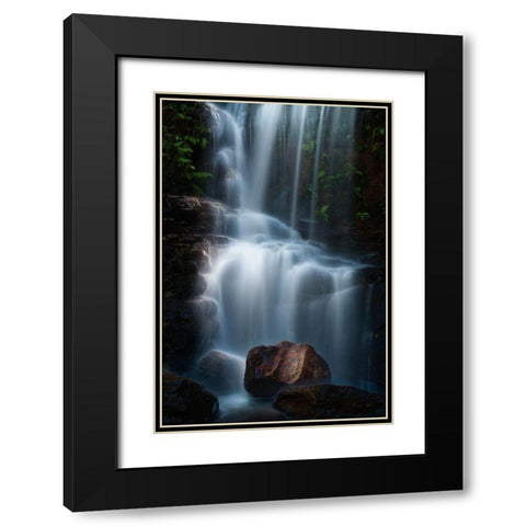 Edith Falls Black Modern Wood Framed Art Print with Double Matting by Zhang, Yan