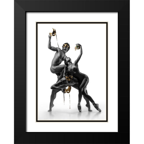Masks Iv Black Modern Wood Framed Art Print with Double Matting by DDiArte