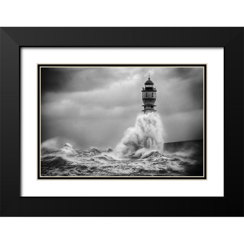 La Vague Black Modern Wood Framed Art Print with Double Matting by Pecqueux, Stephane