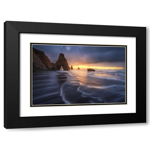 Raging Tide Black Modern Wood Framed Art Print with Double Matting by Fan, Tim